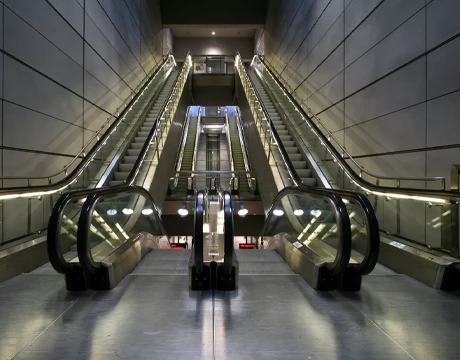 The escalator for high-traffic public spaces